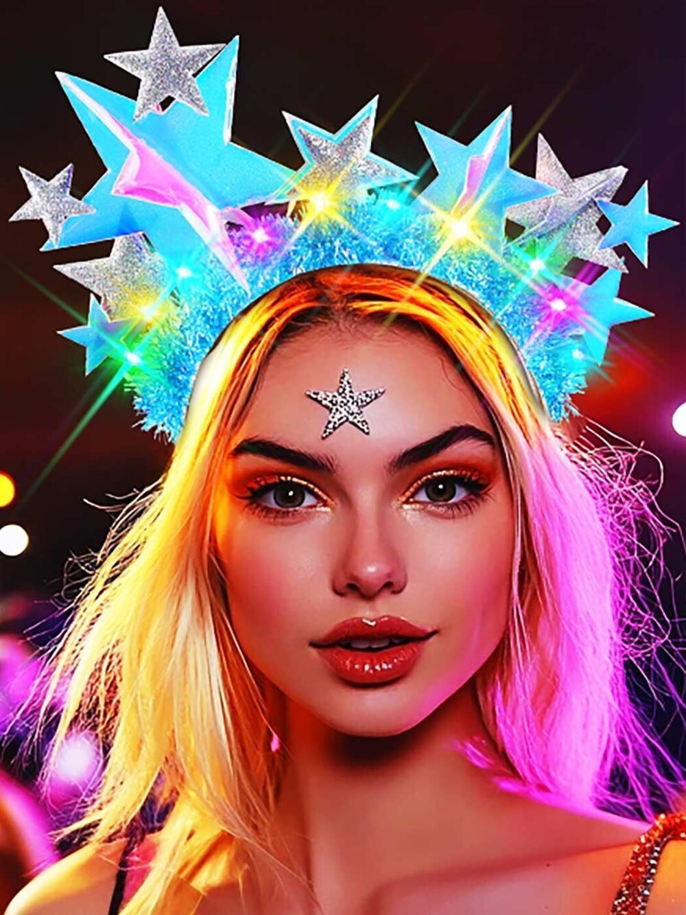 2884 Light Up Star Headband Glow Halo Celestial Headpiece Led Goddess